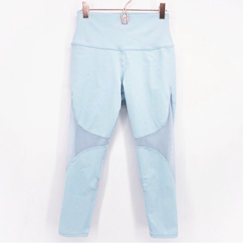 (Alo Yoga) Mesh Leggings in Light Blue - SMALL